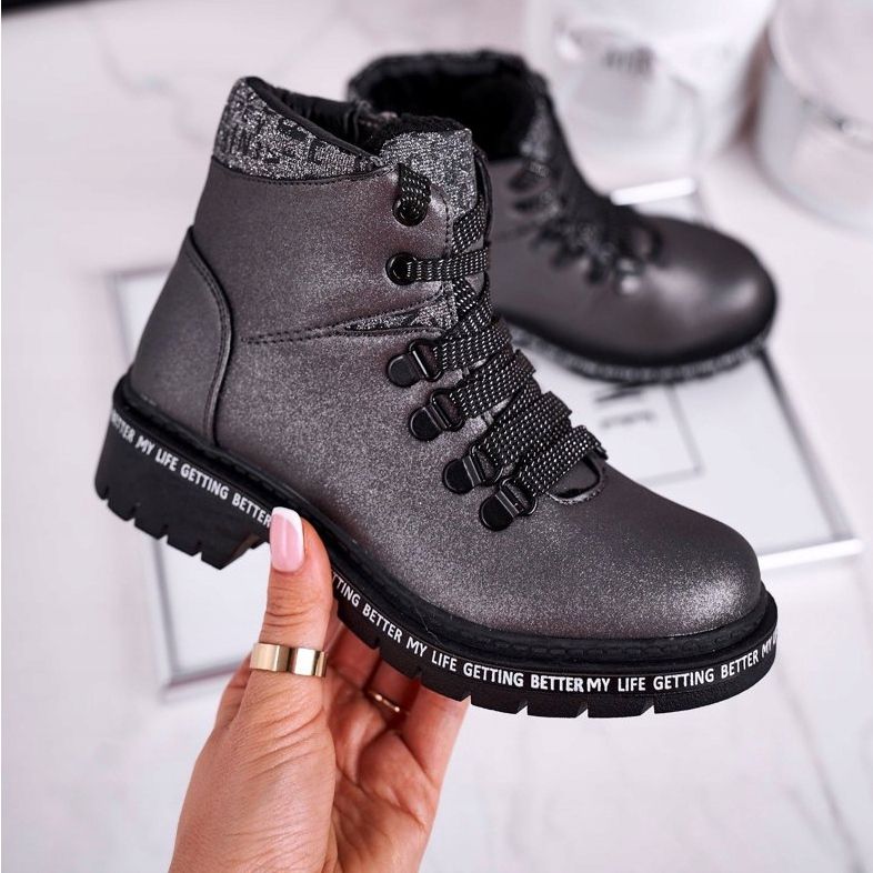 Boots enfant en bas mouton gris Snowflake 2