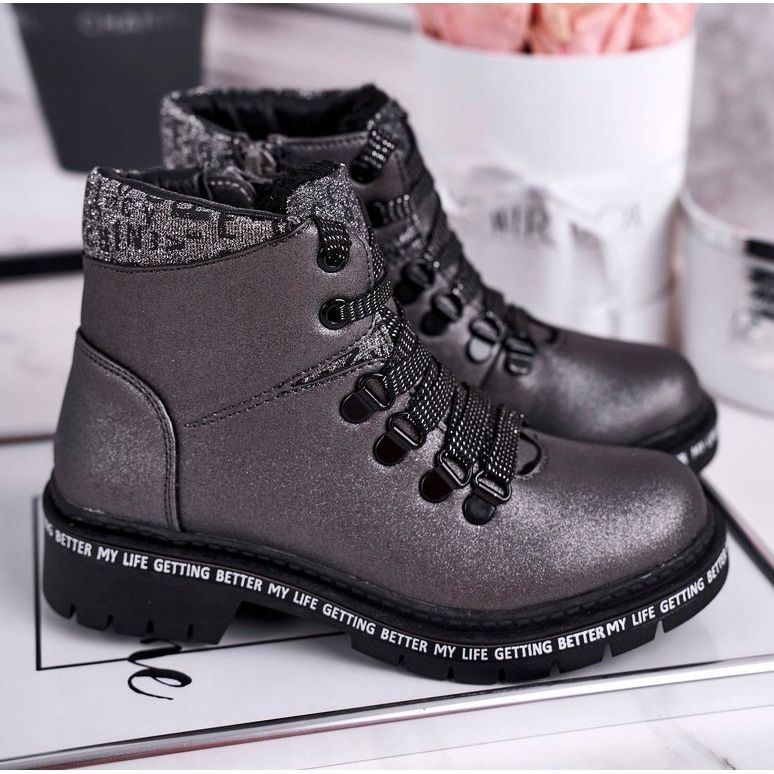 Boots enfant en bas mouton gris Snowflake 1