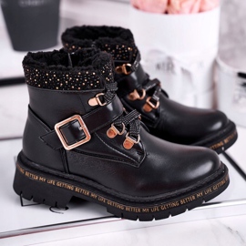 Bottines pour enfants Black Rhythm avec peau de mouton noir 1
