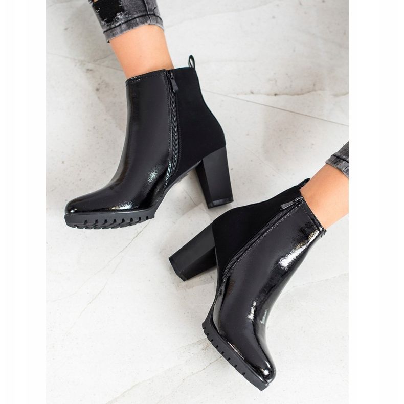 Gogo Bottes en cuir verni noir 2