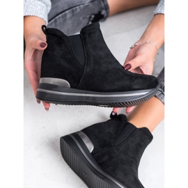 Gogo Bottines en daim à enfiler le noir 1