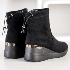 Camo Bottes compensées en daim noir 1