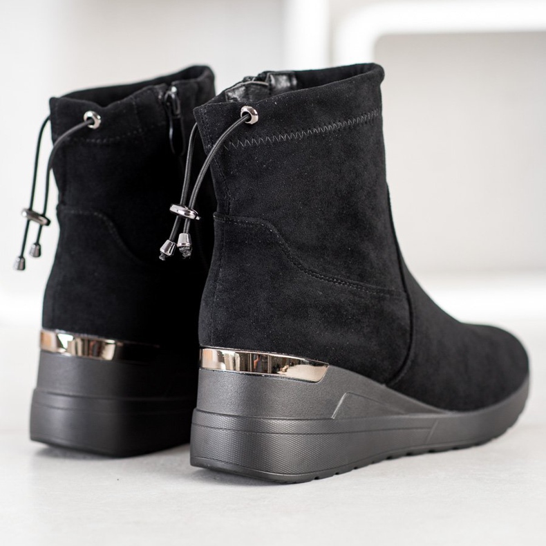 Camo Bottes compensées en daim le noir 1