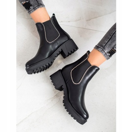 SHELOVET Bottines Chelsea avec zircone cubique le noir 1