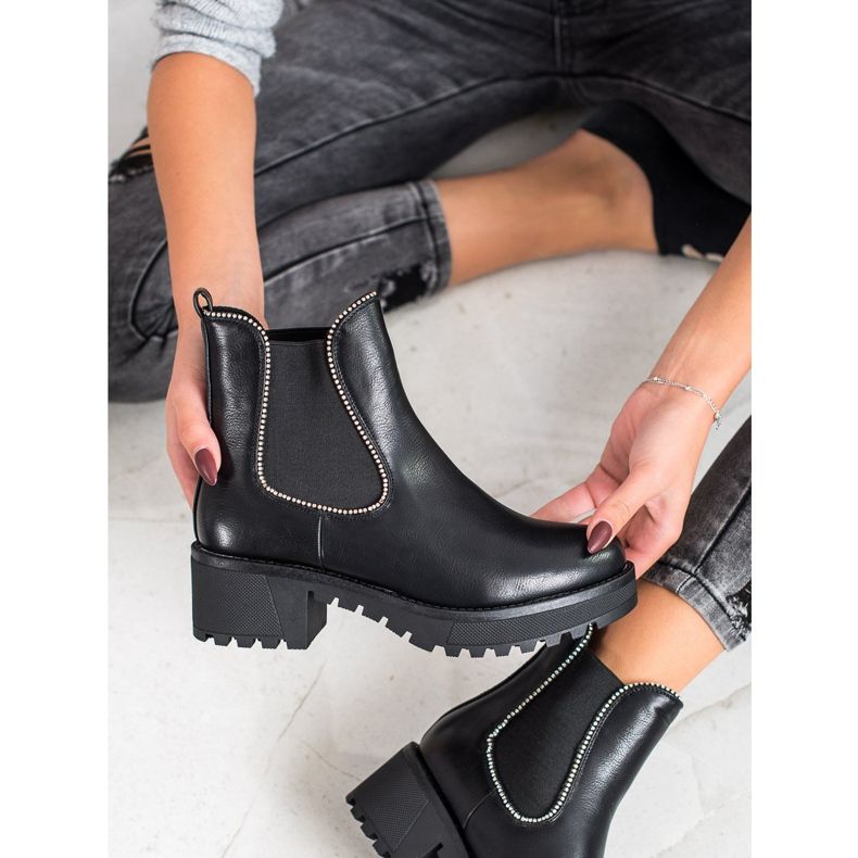 SHELOVET Bottines Chelsea avec zircone cubique le noir 2 SHELOVET Bottines Chelsea avec zircone cubique le noir 2