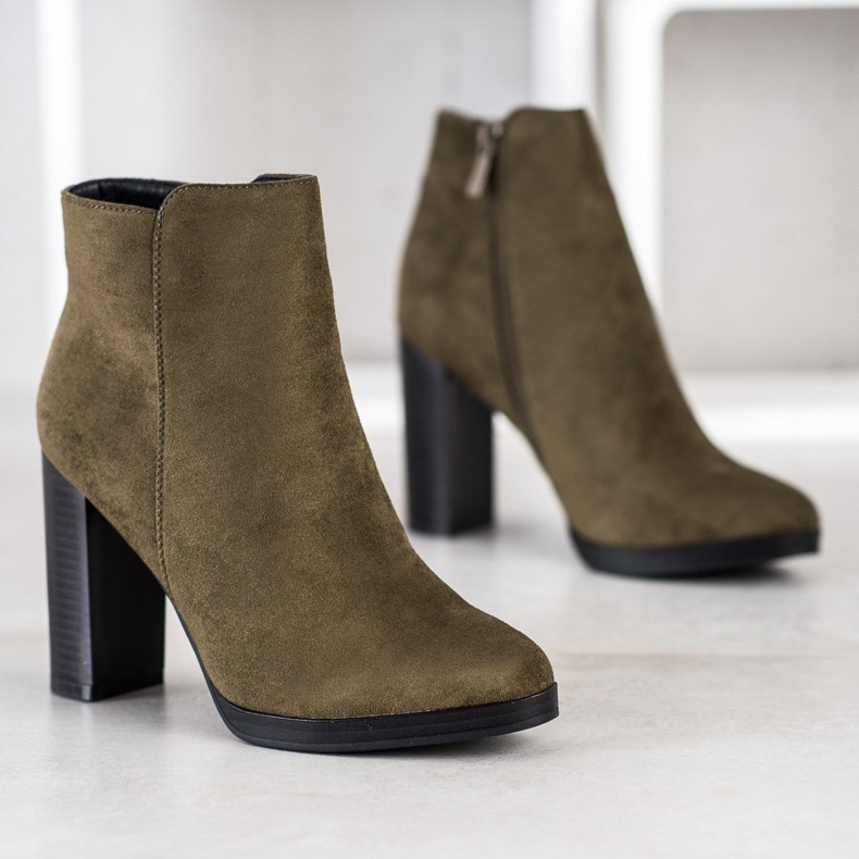 Super Me Bottes à talons à la mode vert 1