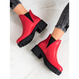 Super Mode Bottines à enfiler en cuir écologique rouge 1 Super Mode Bottines à enfiler en cuir écologique rouge 1