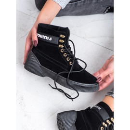 Weide Bottines nouées à la mode le noir 3