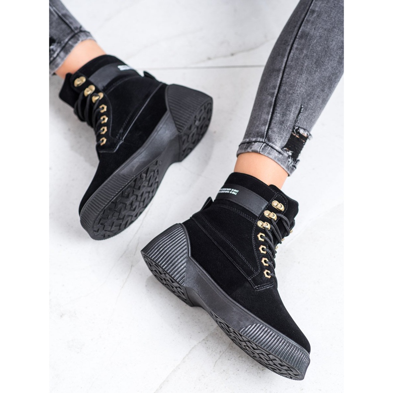 Weide Bottines nouées à la mode le noir 2