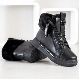 Weide Bottines Nouées Avec Fourrure le noir 3