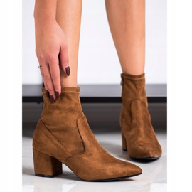 SHELOVET Bottines à talons en daim brun 3