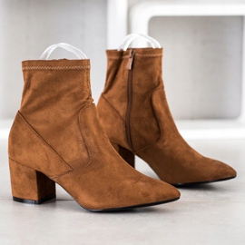 SHELOVET Bottines à talons en daim brun 2