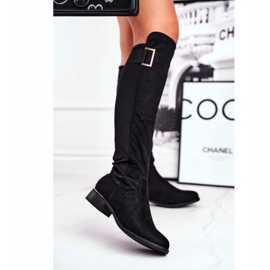 EVE Bottes hautes femme daim / lycra noir Nash le noir 1