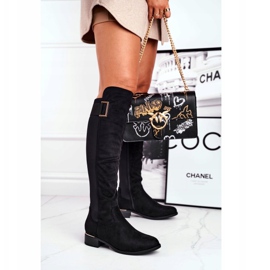 EVE Bottes hautes femme daim / lycra noir Nash le noir 3