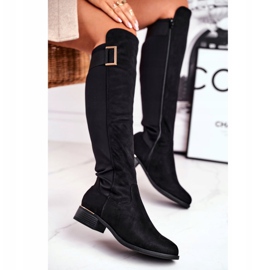 EVE Bottes hautes femme daim / lycra noir Nash le noir 4