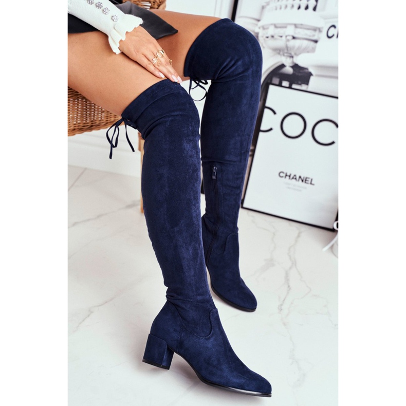 Boots femme Sergio Leone lycra bleu marine KZ281 2