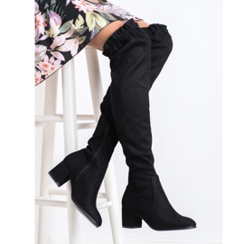 SHELOVET Bottes hautes en daim noir 2