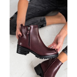 Ideal Shoes Bottes bordeaux confortables rouge multicolore 2