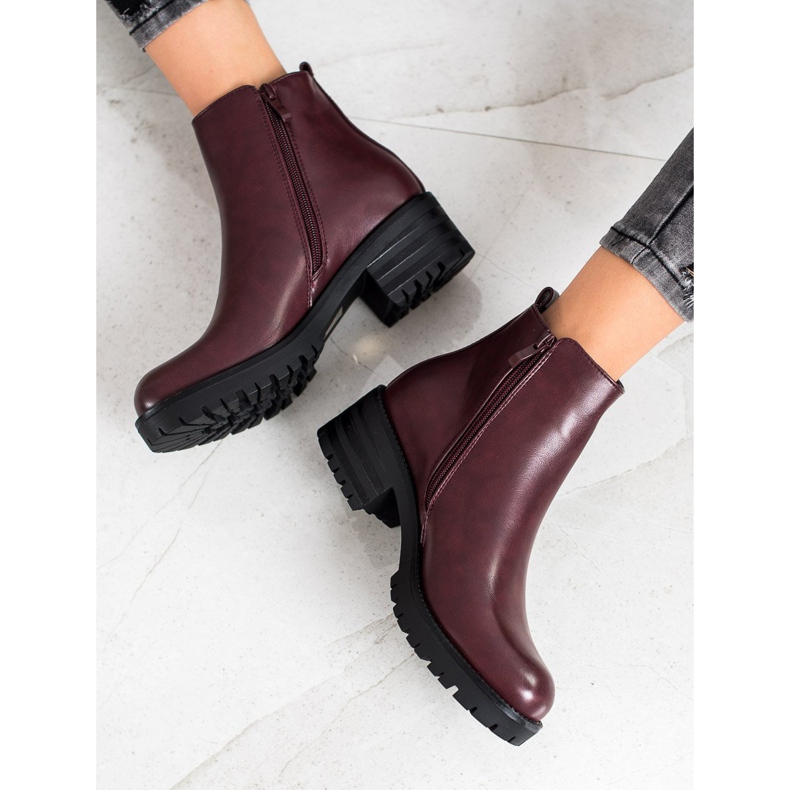 Ideal Shoes Bottes bordeaux confortables rouge multicolore 1