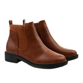 Bottines plates à fermeture éclair camel, simili cuir Merriva brun 3