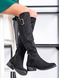 Evento Bottes en daim à boucle dorée noir 1