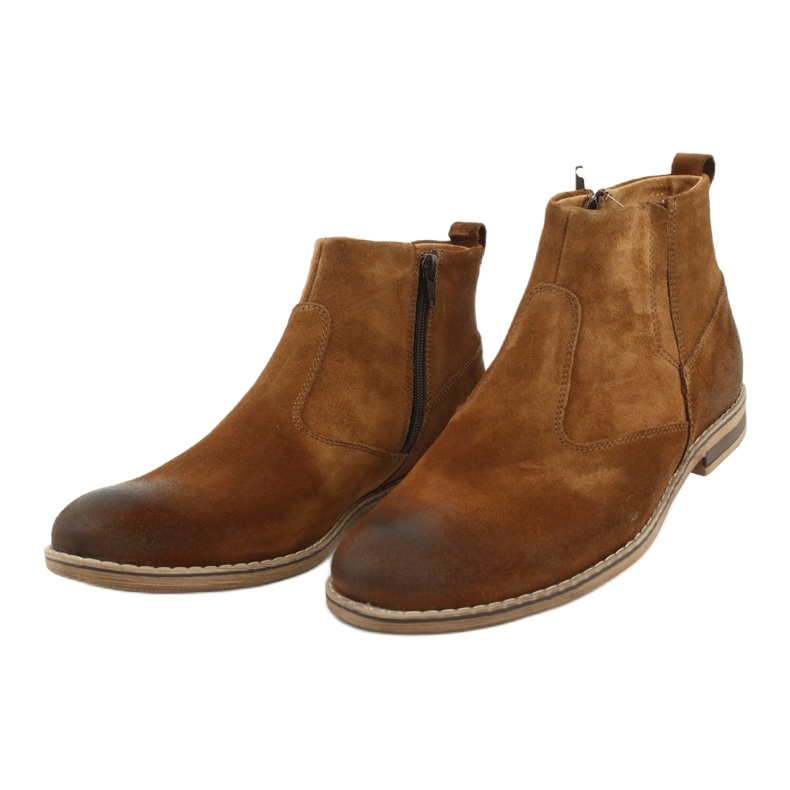 Chaussure en daim avec une fermeture éclair Riko 859 camel brun 5