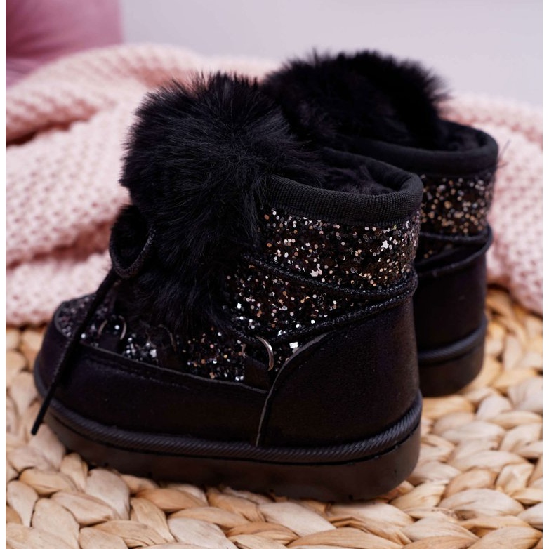 FRROCK Bottes De Neige Enfant Avec Fourrure Noir Minnie Mouse argent 4