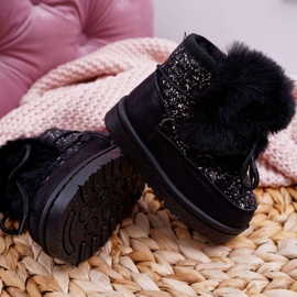 FRROCK Bottes De Neige Enfant Avec Fourrure Noir Minnie Mouse le noir argent 1