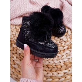 FRROCK Bottes De Neige Enfant Avec Fourrure Noir Minnie Mouse le noir argent 2