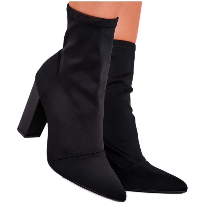 FRGIV Boots femme à talon Lycra Noir Morie 3