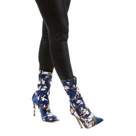 Bottines bleu marine avec une chaussette Santana multicolore 3