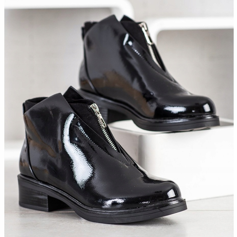 Gogo Bottes vernies avec fermeture éclair noir 2