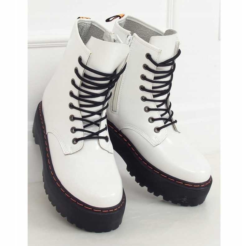 Bottines Martens sur semelle haute, blanc KS-1255 Blanc 1