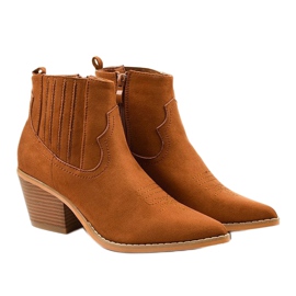 Bottes de cowboy en daim camel d'Elirea brun jaune 3