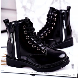 Vinceza Bottines Enfant Chaudes à Fermeture Laquée Noir Falcon 2