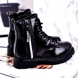 Vinceza Bottines Enfant Chaudes à Fermeture Laquée Noir Falcon 3