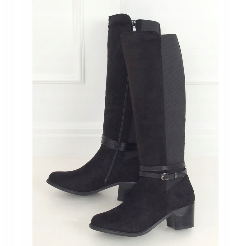 Noir PE230P Bottes d'équitation noires à tige souple 1