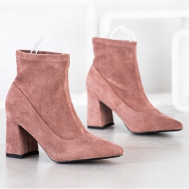 SHELOVET Bottines à enfiler en Spitz rose 1