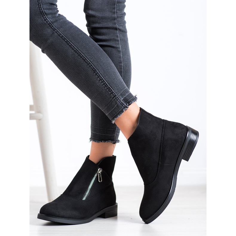 Gogo Bottes à la mode avec une fermeture éclair noir 1
