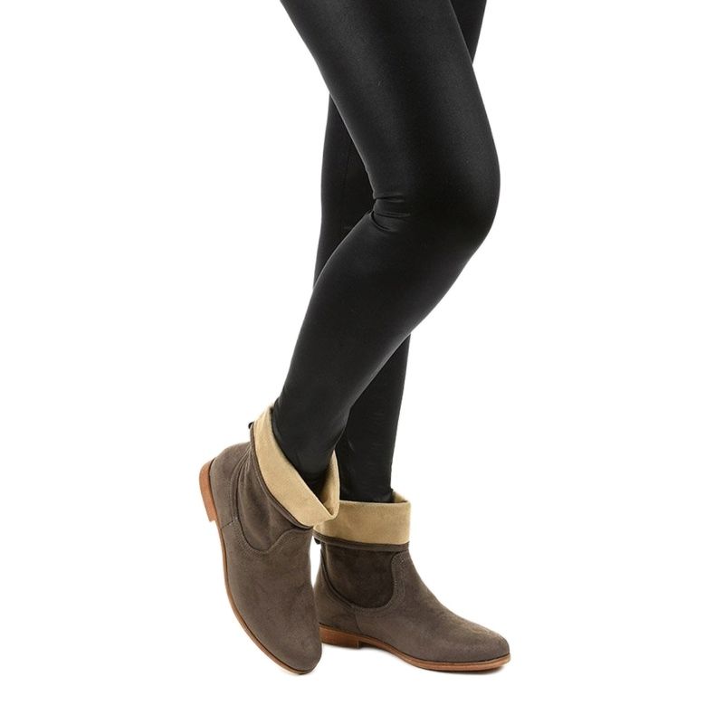 Bottines à enfiler Islevine façon daim kaki vert 1