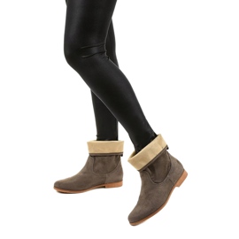 Bottines à enfiler Islevine façon daim kaki vert 2