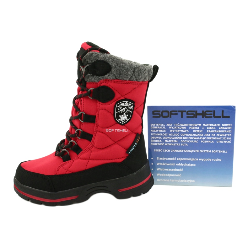 Bottes de neige avec membrane American Club SN15 / 20 rouge le noir gris 4