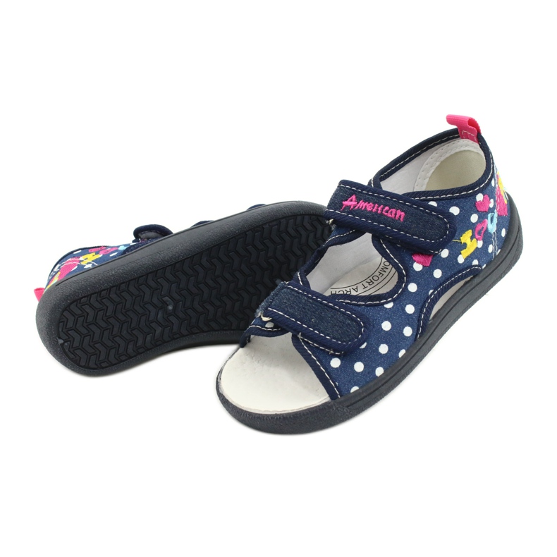 American Club Chaussons, sandales, chaussures américaines pour enfants, semelle intérieure en cuir bleu marin rose 3