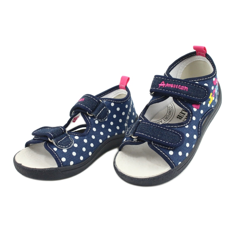 American Club Chaussons, sandales, chaussures américaines pour enfants, semelle intérieure en cuir bleu marin rose 2