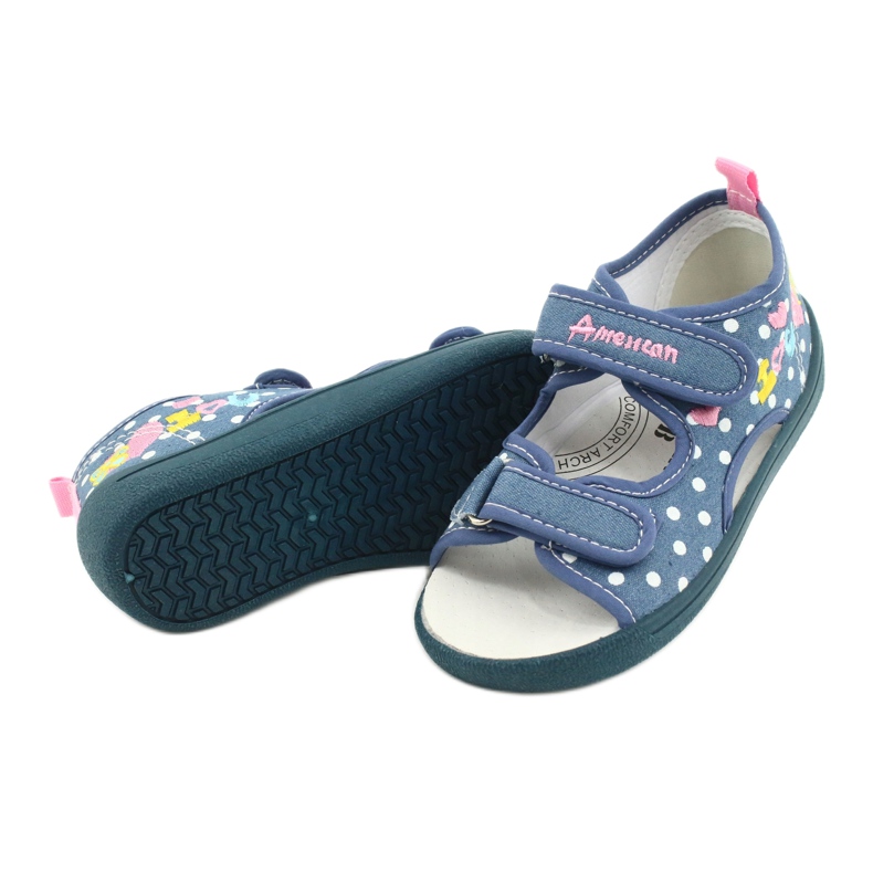 American Club Chaussons, sandales, chaussures américaines pour enfants, semelle intérieure en cuir blanc bleu rose 3