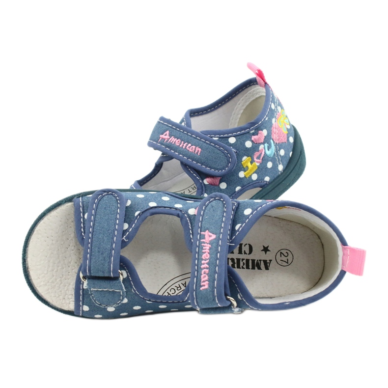 American Club Chaussons, sandales, chaussures américaines pour enfants, semelle intérieure en cuir blanche bleu rose 4