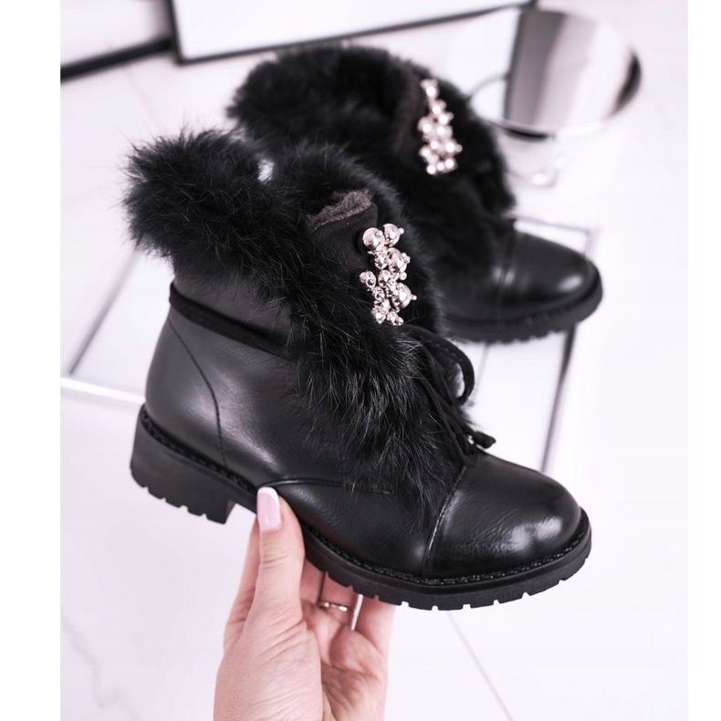 MSMG Bottes Chaudes Enfant Noir Fourrure Ella 2