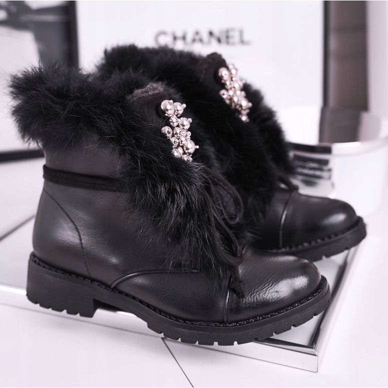 MSMG Bottes Chaudes Enfant Noir Fourrure Ella 1