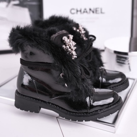 MSMG Bottines Enfant Chaud Laqué Noir Ella le noir 1