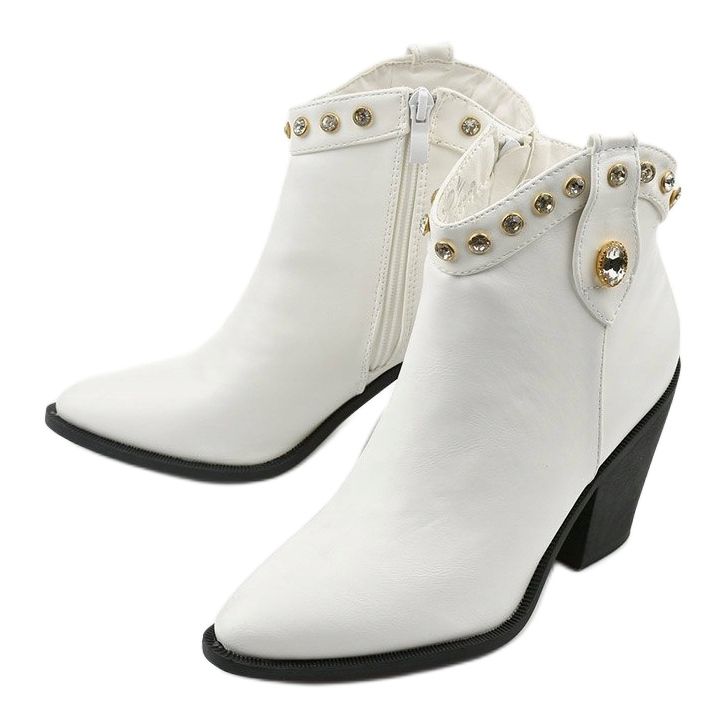 Bottes de cowboy blanches pour femmes avec oxyde de zirconium Darnielle 2